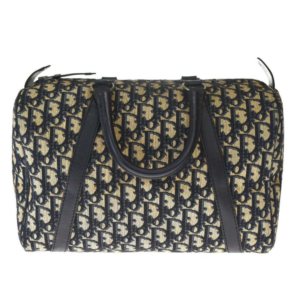 Christian Dior Trotter Pattern Hand Bag Canvas Le - Picture 2 of 10